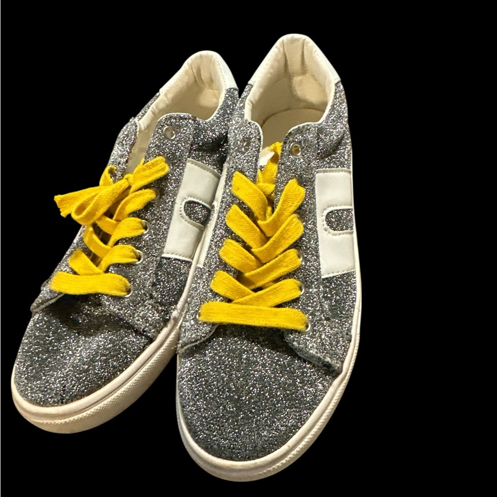 Steve Madden Glitter Sneakers with Yellow Accents
